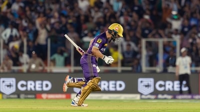 Kolkata Knight Riders Rinku Singh celebrates after hitting the winning runs during the match against Gujarat Titans (IndianPremierLeague twitter) Kolkata Knight Riders Rinku Singh celebrates after hitting the winning runs during the match against Gujarat Titans (IndianPremierLeague twitter)