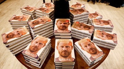Prince Harry Memoir Spare: Copies of Britain's Prince Harry's autobiography 'Spare' are displayed. (Reuters)