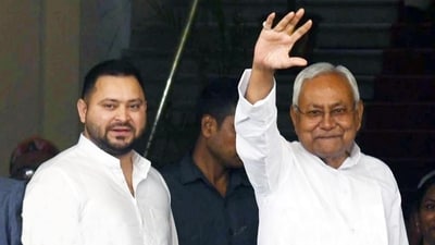Bihar chief minister Nitish Kumar with deputy chief minister Tejashwi Prasad Yadav at the Assembly on Friday. (Santosh Kumar/HT Photo) (HT_PRINT) Bihar chief minister Nitish Kumar with deputy chief minister Tejashwi Prasad Yadav at the Assembly on Friday. (Santosh Kumar/HT Photo) (HT_PRINT)