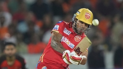 Shikhar Dhawan plays a shot during the IPL 2023 match between Sunrisers Hyderabad and Punjab Kings in Hyderabad. (AP) Shikhar Dhawan plays a shot during the IPL 2023 match between Sunrisers Hyderabad and Punjab Kings in Hyderabad. (AP)