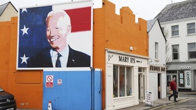 A mural of President Joe Biden adorns the side of a shop in Ballina, Ireland, (AP) A mural of President Joe Biden adorns the side of a shop in Ballina, Ireland, (AP)