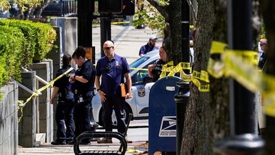 Police deploy at the scene of a mass shooting outside an Old National Bank branch near Slugger Field baseball stadium in downtown Louisville, Kentucky, U.S. April, 10, 2023. (REUTERS)