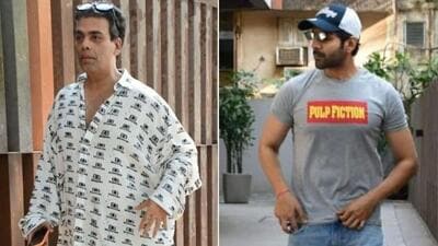 Kartik Aaryan and filmmaking Karan Johar met on Sunday Kartik Aaryan and filmmaking Karan Johar met on Sunday