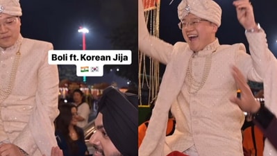 South Korean groom dances to Punjabi boli. South Korean groom dances to Punjabi boli.