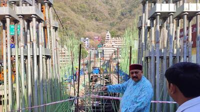 State tourism and PWD minister Satpal Maharaj visited the construction site and directed the officials to speed up the work so that it is completed on time. (HT)