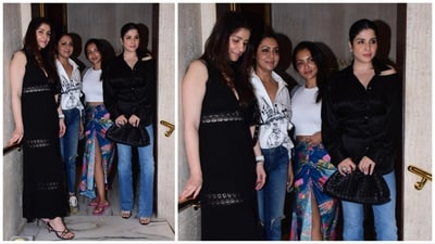 Bhavana Pandey, Gauri Khan, Seema Sajdeh and Maheep Kapoor pose outside Manish Malhotra's house. (Varinder Chawla) Bhavana Pandey, Gauri Khan, Seema Sajdeh and Maheep Kapoor pose outside Manish Malhotra's house. (Varinder Chawla)