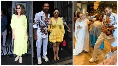 Sonali Bendre, Terence Lewis, Malaika Arora and Geeta Kapur at the party.