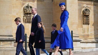 The Prince and Princess of Wales (William and Kate Middleton) were also at the St George's Chapel service, with all three of their children. (source:Twitter/@RoyalFamily) The Prince and Princess of Wales (William and Kate Middleton) were also at the St George's Chapel service, with all three of their children. (source:Twitter/@RoyalFamily)