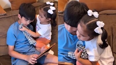 The image, taken from the video shared by Shilpa Shetty, shows an adorable bond between Samisha and her brother Viaan. (Instagram/@theshilpashetty) The image, taken from the video shared by Shilpa Shetty, shows an adorable bond between Samisha and her brother Viaan. (Instagram/@theshilpashetty)