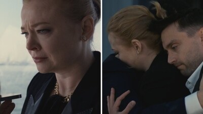 Sarah Snook in a still from episode 3 of Succession S4. Sarah Snook in a still from episode 3 of Succession S4.