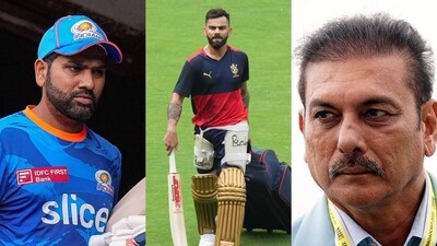Rohit Sharma; Virat Kohli; Ravi Shastri Rohit Sharma; Virat Kohli; Ravi Shastri
