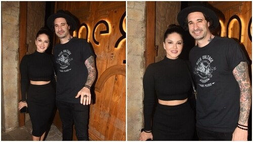 Sunny and Daniel posed for the cameras. (HT Photos/Varinder Chawla) Sunny and Daniel posed for the cameras. (HT Photos/Varinder Chawla)