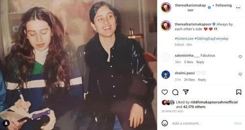 Karisma Kapoor shared a picture with Kareena Kapoor on Monday. Karisma Kapoor shared a picture with Kareena Kapoor on Monday.