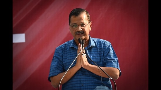 AAP’s national convenor and Delhi chief minister Arvind Kejriwal said the EC decision was nothing less than a “miracle”, and credited people for the recognition (HT photo)