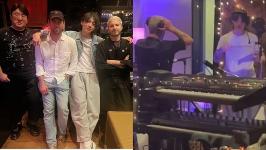 BTS' Jungkook recorded in an LA studio over the weekend.