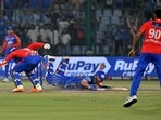 Mumbai Indians Tim David makes it to the crease to win the match against Delhi Capitals at Arun Jaitley Stadium in New Delhi