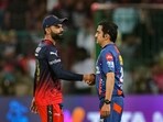Royal Challengers Bangalore player Virat Kohli greets Lucknow Super Giants team mentor Gautam Gambhir Royal Challengers Bangalore player Virat Kohli greets Lucknow Super Giants team mentor Gautam Gambhir