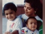 Zeenat Aman with her two sons in a rare throwback picture. Zeenat Aman with her two sons in a rare throwback picture.