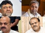 (clockwise): DK Shivakumar, Siddaramaiah, Basavaraj Bommai and HD Kumaraswamy.