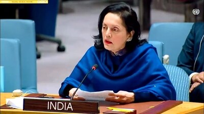 India's Permanent Ambassador to United Nations Ruchira Kamboj speaks at the United Nations Security Council (UNSC) meeting. (India at UN, NY Twitter)