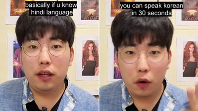 The image shows the man who claimed that one can speak Korean in 30 seconds if they know Hindi. (Instagram/@obabo0813)