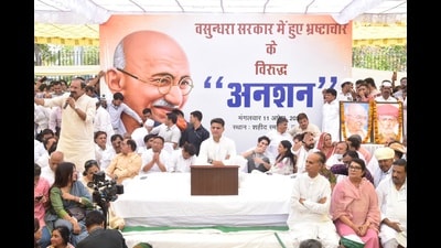 Senior Congress leader and former Rajasthan deputy Chief Minister Sachin Pilot fasted for a day in Jaipur on Tuesday (HT Photo) Senior Congress leader and former Rajasthan deputy Chief Minister Sachin Pilot fasted for a day in Jaipur on Tuesday (HT Photo)