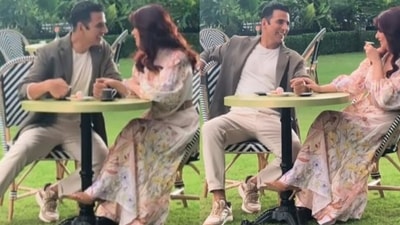 Akshay Kumar and Twinkle Khanna in a new video from their shoot.