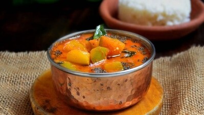 Mango Coconut Curry, a beloved dish hailing from the Indian state of Kerala, is a delectable blend of ripe mangoes, creamy coconut milk, and an array of aromatic spices. To prepare this dish, simply blend all the ingredients together until smooth and creamy. The tantalizing mix of sweet and tangy flavors from the mangoes, combined with the richness of coconut milk and exotic spices, make this curry an unforgettable culinary experience. It is best enjoyed with a side of steamed rice, which perfectly complements the bold flavors of the curry. (Pinterest) Mango Coconut Curry, a beloved dish hailing from the Indian state of Kerala, is a delectable blend of ripe mangoes, creamy coconut milk, and an array of aromatic spices. To prepare this dish, simply blend all the ingredients together until smooth and creamy. The tantalizing mix of sweet and tangy flavors from the mangoes, combined with the richness of coconut milk and exotic spices, make this curry an unforgettable culinary experience. It is best enjoyed with a side of steamed rice, which perfectly complements the bold flavors of the curry. (Pinterest)