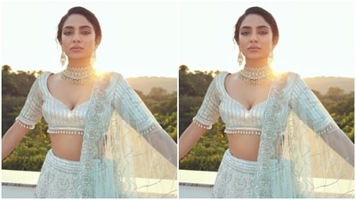Sobhita further teamed her blouse with a matching white sequined long skirt with embroidery details and a white georgette dupatta with zari details at the borders.&nbsp; (Instagram/@sobhitad)
