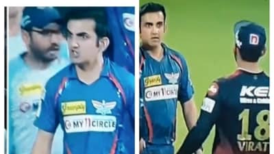 Gambhir's aggressive celebration followed by intense exchange with Virat Kohli. Gambhir's aggressive celebration followed by intense exchange with Virat Kohli.