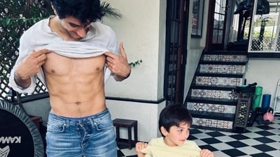 Ibrahim Ali Khan with Taimur Ali Khan Pataudi. Ibrahim Ali Khan with Taimur Ali Khan Pataudi.