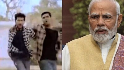 In the election campaign song, the original Naatu Naatu lyrics are replaced with Modi Modi, stressing the projects and welfare schemes of the government. (File, screengrab) In the election campaign song, the original Naatu Naatu lyrics are replaced with Modi Modi, stressing the projects and welfare schemes of the government. (File, screengrab)