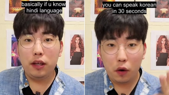 The image shows the man who claimed that one can speak Korean in 30 seconds if they know Hindi. (Instagram/@obabo0813)