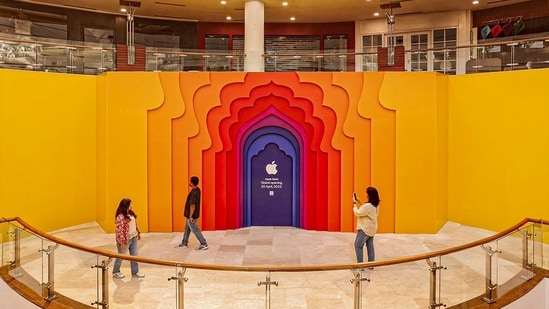 Apple also revealed that the store barricade is a tribute to the city’s iconic gates.(PTI)