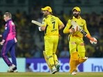 MS Dhoni and Ravindra Jadeja run between the wickets during IPL 2023 match between Chennai Super Kings and Rajasthan Royals