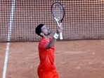 Tennis - ATP Masters 1000 - Monte Carlo Masters - Monte-Carlo Country Club, Roquebrune-Cap-Martin, France - April 11, 2023  Serbia's Novak Djokovic celebrates after winning his second round match against Russia's Ivan Gakhov REUTERS/Eric Gaillard