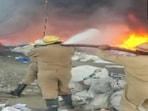 Fire breaks out in godown in Delhi's Narela area.