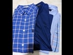 Man returned with more blue shirts and t-shirts, despite his wife’s request. Man returned with more blue shirts and t-shirts, despite his wife’s request.