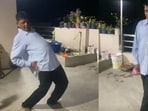 The image shows a Nepali man dancing to Nora Fatehi’s O Saki Saki. The image shows a Nepali man dancing to Nora Fatehi’s O Saki Saki.