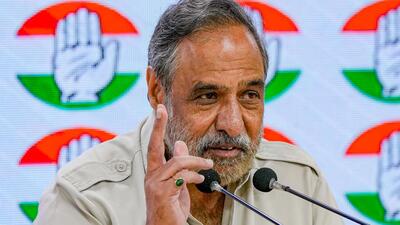 Congress leader Anand Sharma addresses a press conference in New Delhi on Wednesday. (PTI Photo)