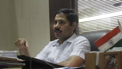 Deputy Commissioner of Gurugram PC Meena at his office. (HT Photo)