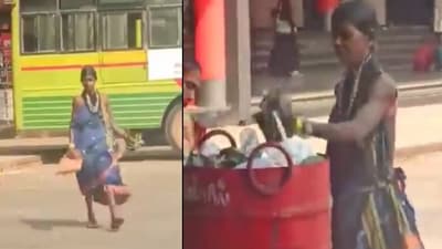 Snapshot of fruit seller throwing trash in the dustbin. (Twitter/@anandmahindra)