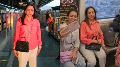 Hema Malini travelled by the metro to reach her home in Mumbai.