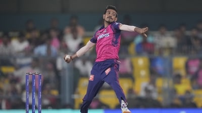 Rajasthan Royals Yuzvendra Chahal bowls during the Indian Premier League (IPL) cricket match between Rajasthan Royals and Delhi Capitals in Guwahati, India, Thursday, April 6, 2023. (AP Photo/Anupam Nath) (AP) Rajasthan Royals Yuzvendra Chahal bowls during the Indian Premier League (IPL) cricket match between Rajasthan Royals and Delhi Capitals in Guwahati, India, Thursday, April 6, 2023. (AP Photo/Anupam Nath) (AP)