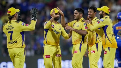Chennai Super Kings bowler Tushar Deshpande celebrates with teammates after the wicket of Mumbai Indians batter Rohit Sharma during the IPL 2023 match (PTI) Chennai Super Kings bowler Tushar Deshpande celebrates with teammates after the wicket of Mumbai Indians batter Rohit Sharma during the IPL 2023 match (PTI)