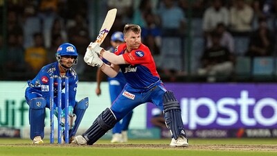 Delhi Capitals batter David Warner plays a shot during the IPL 2023 cricket match between Delhi Capitals and Mumbai Indians (PTI) Delhi Capitals batter David Warner plays a shot during the IPL 2023 cricket match between Delhi Capitals and Mumbai Indians (PTI)