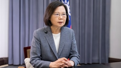 Taiwan's President Tsai Ing-wen speaks about recent Chinese military drills in Taipei, Taiwan. (AP) Taiwan's President Tsai Ing-wen speaks about recent Chinese military drills in Taipei, Taiwan. (AP)