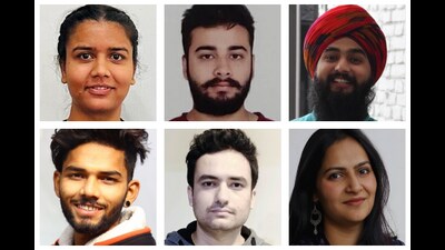 This year’s scholarship (travel grant) winners Anita Kaur, Vaibhav Passi, Gurjeet Singh, Brijesh Kumar, Manu Priy Gautam, and Sunaina (HT Photos)