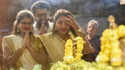 Significance: Vishu is a time for new beginnings and fresh starts. It is believed that the first thing a person sees on Vishu morning sets the tone for the rest of the year, so people often set up a ritual display called "Vishukkani" the night before, which includes items like rice, fruits, flowers, gold, and a mirror. (HT Photo/Kunal Patil) Significance: Vishu is a time for new beginnings and fresh starts. It is believed that the first thing a person sees on Vishu morning sets the tone for the rest of the year, so people often set up a ritual display called "Vishukkani" the night before, which includes items like rice, fruits, flowers, gold, and a mirror. (HT Photo/Kunal Patil)