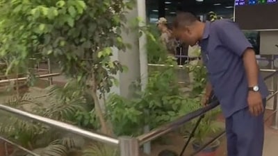 A search operation is being carried out at Patna airport in Bihar following the bomb threat. (ANI) A search operation is being carried out at Patna airport in Bihar following the bomb threat. (ANI)